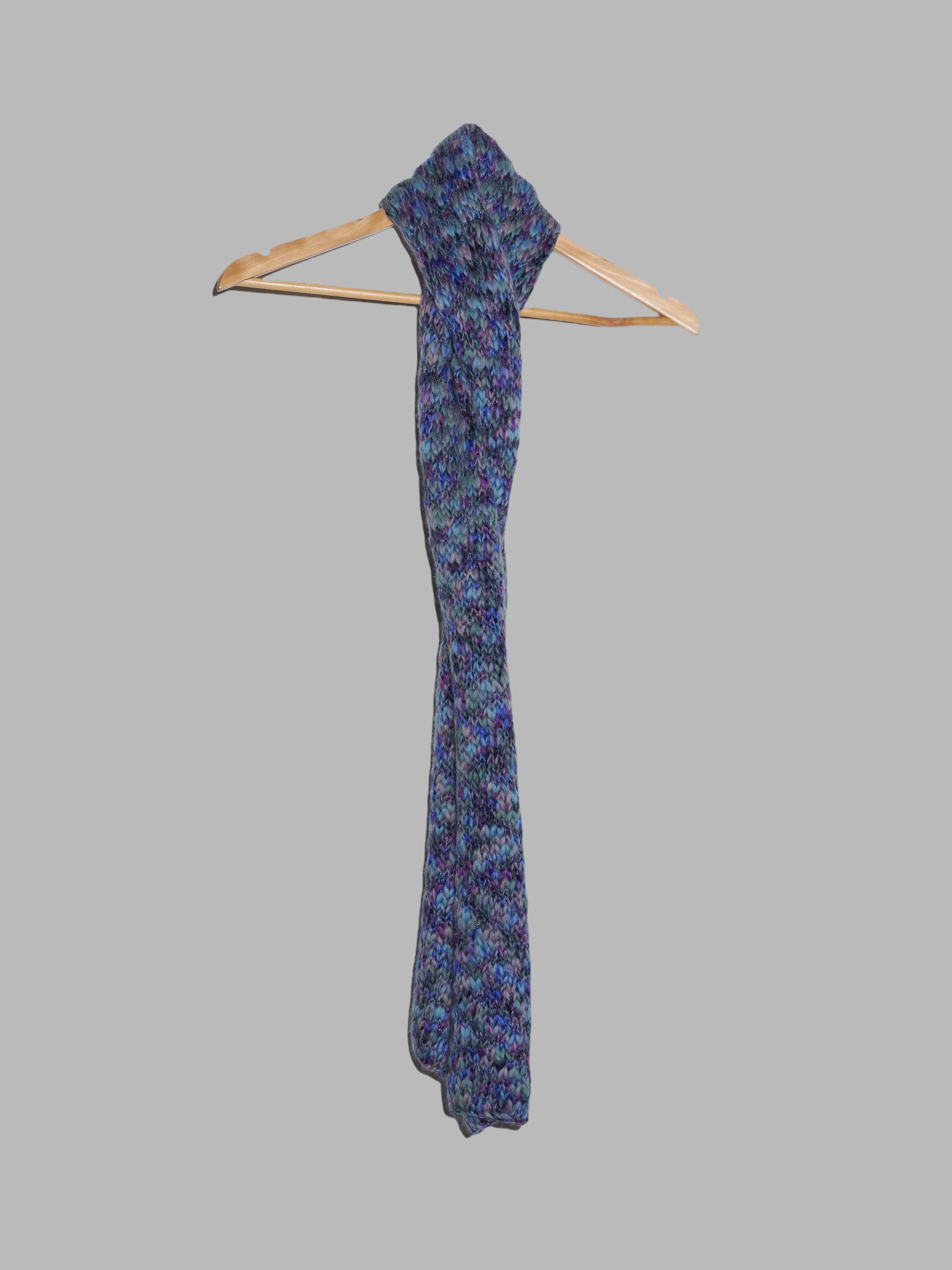 Jean Colonna purple blue grey knitted wool scarf
