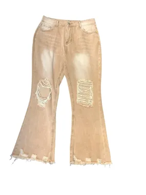 Jeans Cropped By Clothes Mentor In Tan, Size: L Jeans Cropped By Clothes Mentor In Tan, Size: L