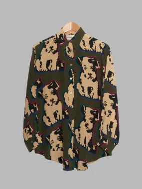Krizia khaki beige multicolour silk dog print shirt - size 42 Krizia khaki beige multicolour silk dog print shirt - size 42