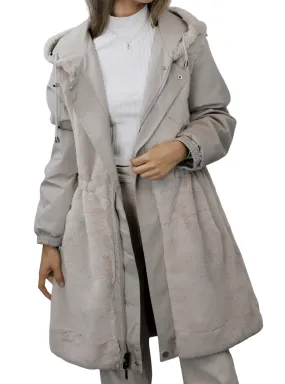 La Fiorentina Faux Fur Reversible Parka - Camel La Fiorentina Faux Fur Reversible Parka - Camel