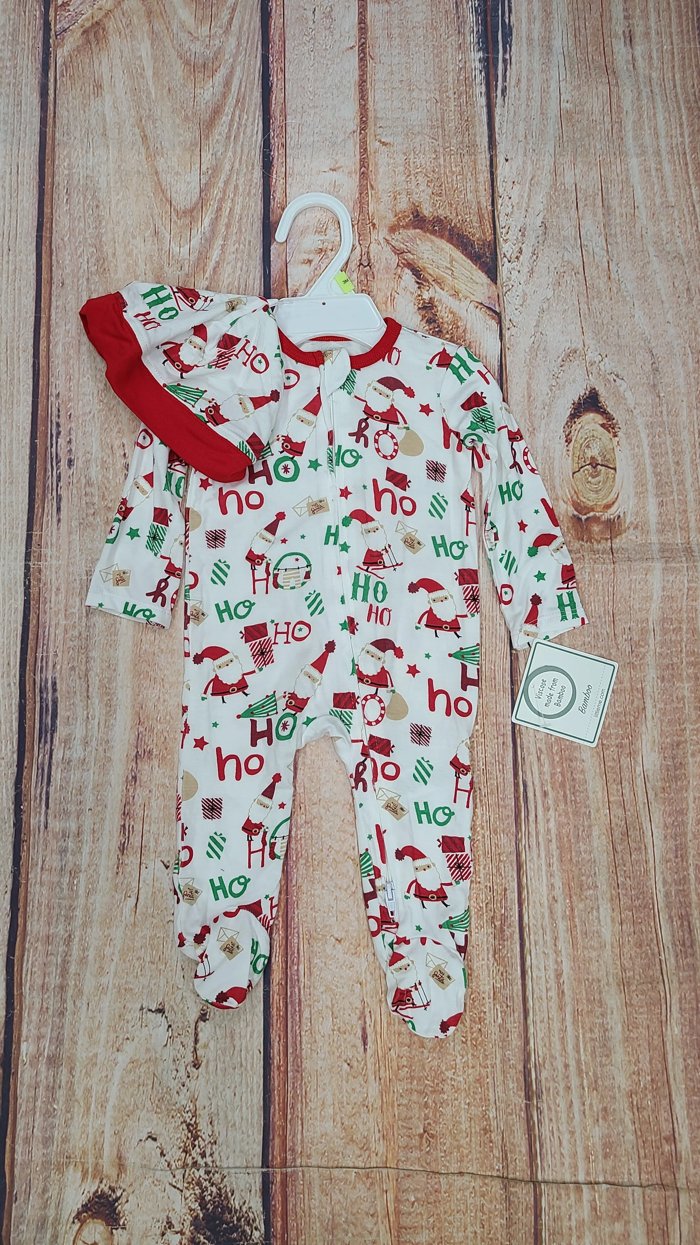 LITTLE ME HO HO HO SLEEPER WITH MATCHING SANTA HAT