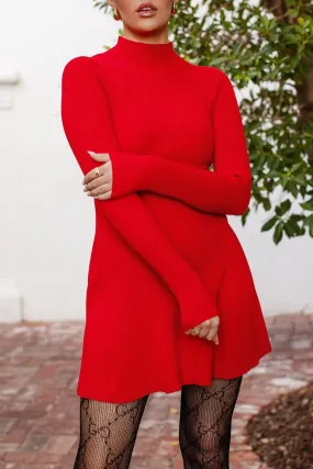 Lucy Red Mock Neck Dress Lucy Red Mock Neck Dress