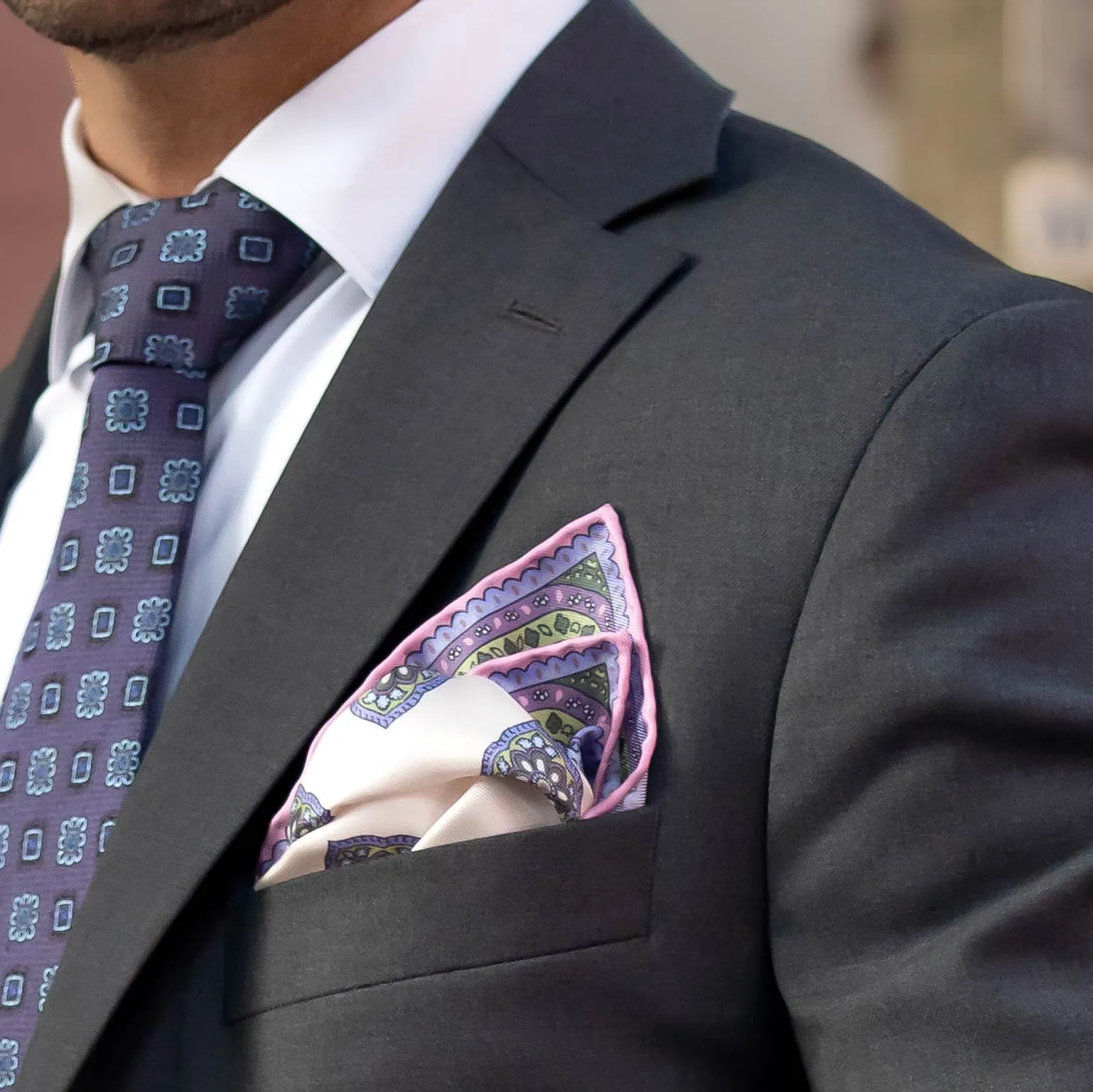 Lugano - Silk Pocket Square - Lavender