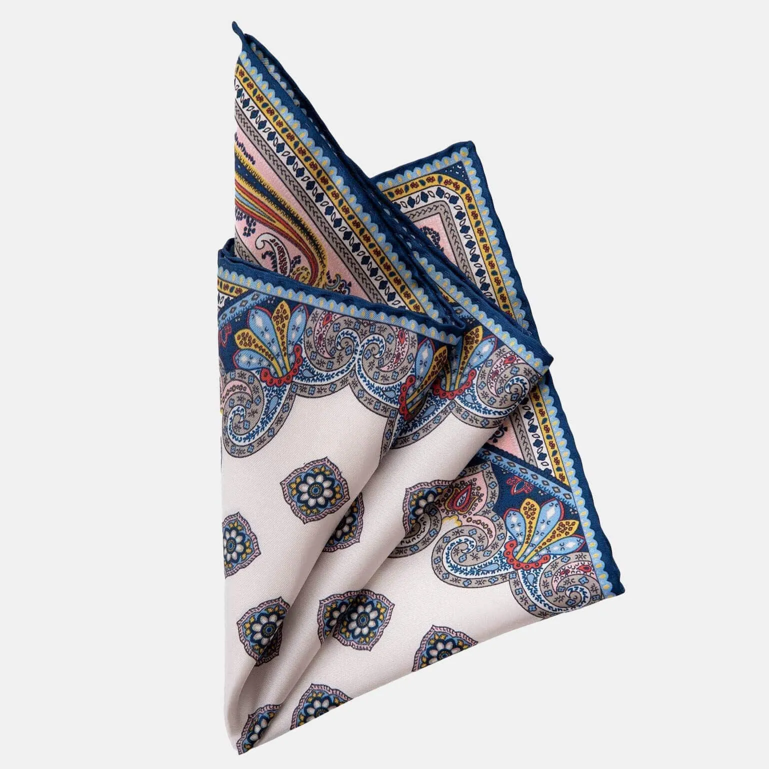 Lugano - Silk Pocket Square - White