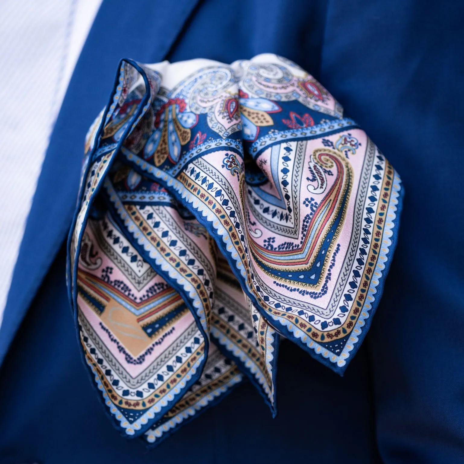 Lugano - Silk Pocket Square - White