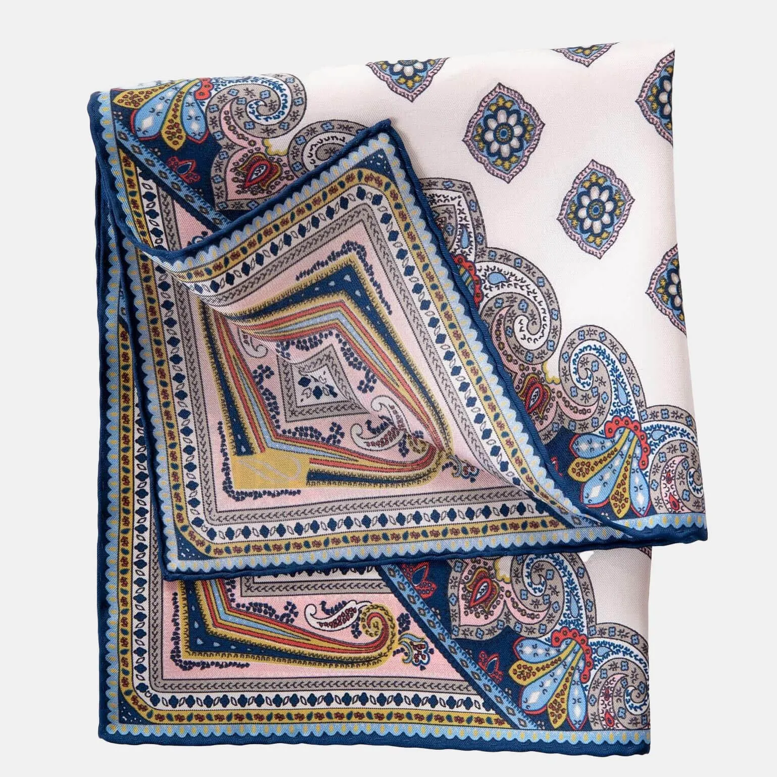 Lugano - Silk Pocket Square - White