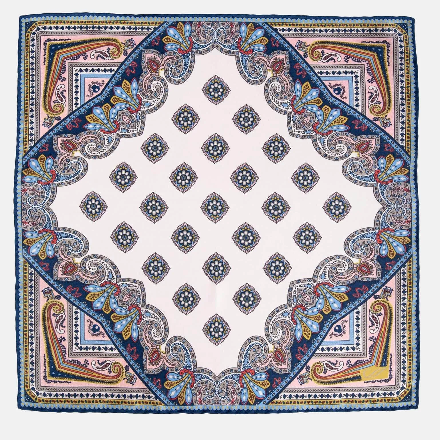 Lugano - Silk Pocket Square - White