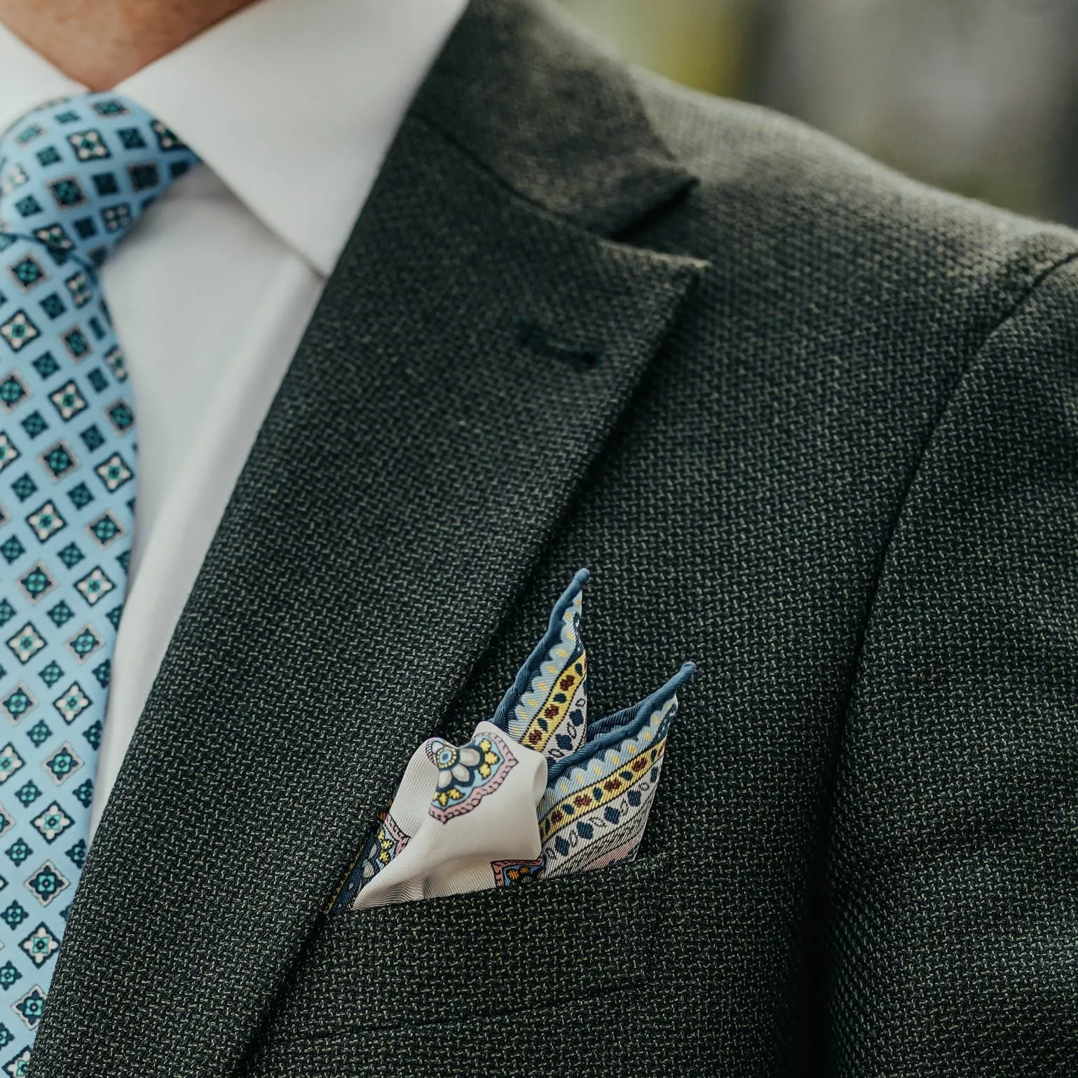 Lugano - Silk Pocket Square - White