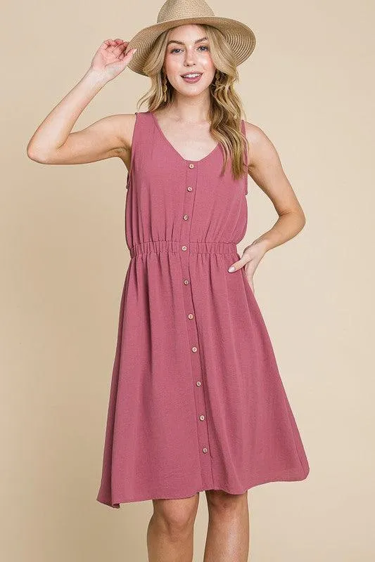 MAISIE SOLID SLEEVELESS MIDI DRESS S-XL