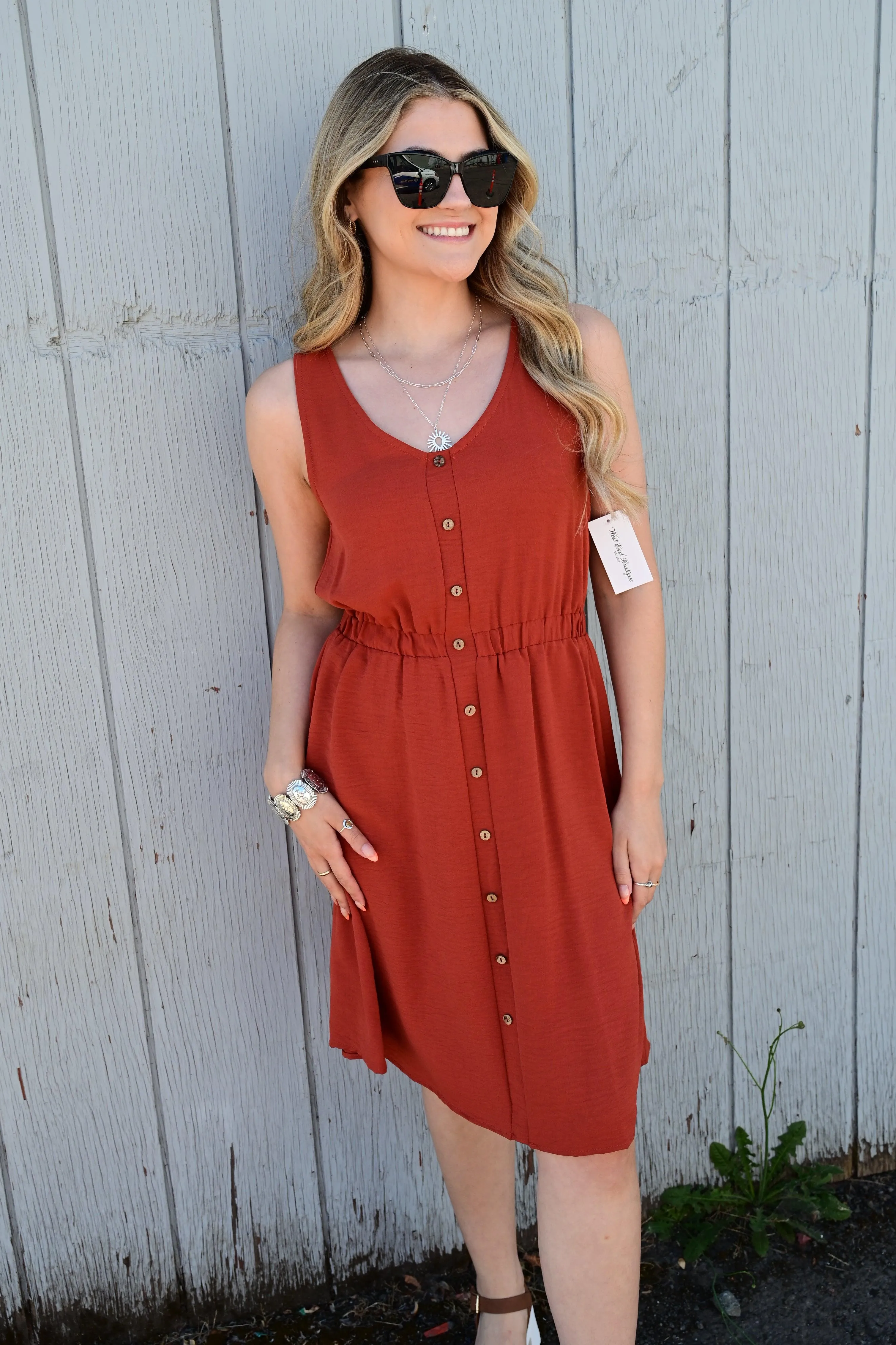 MAISIE SOLID SLEEVELESS MIDI DRESS S-XL