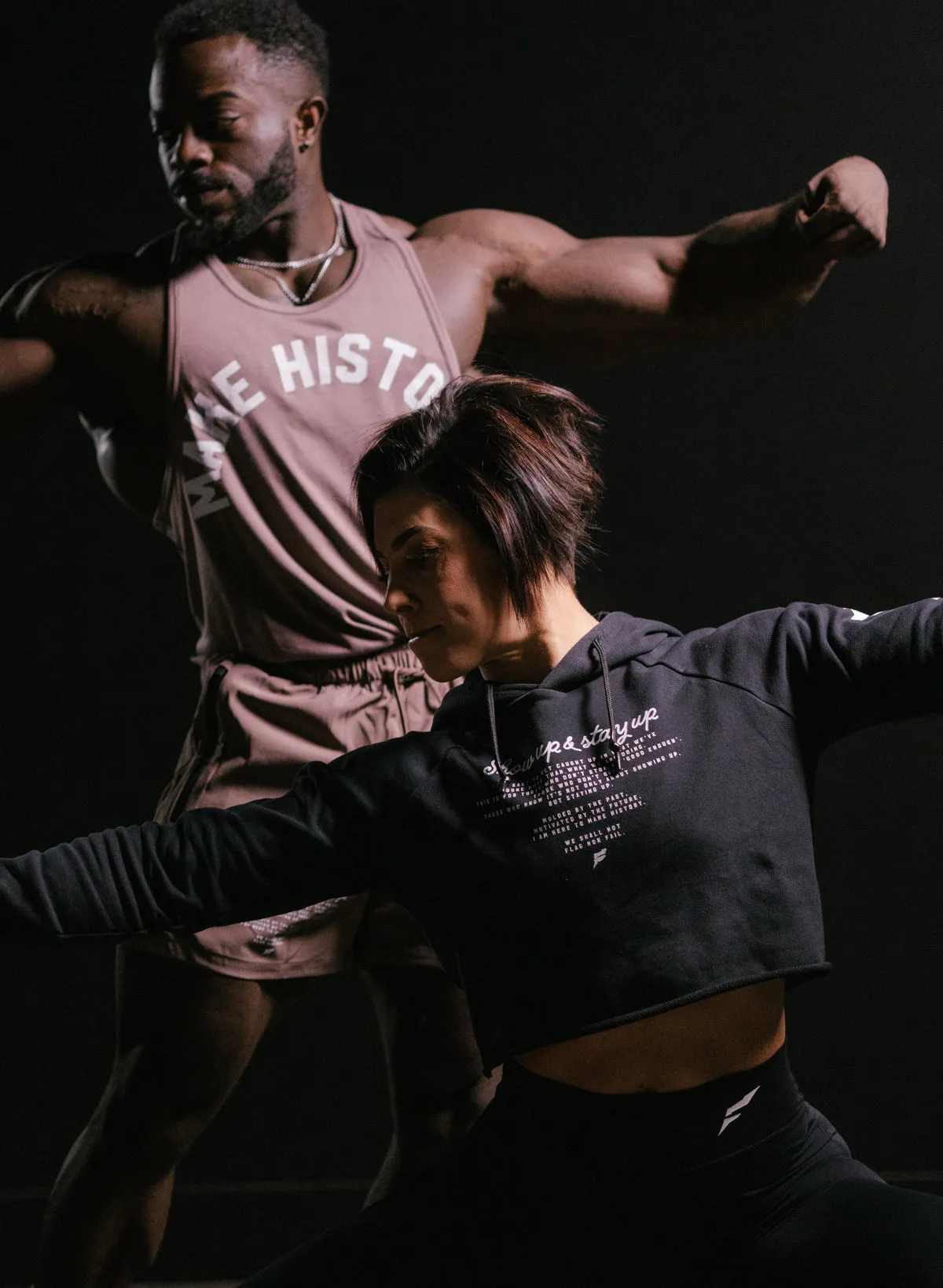MAKE HISTORY CROP HOODIE - BLACK