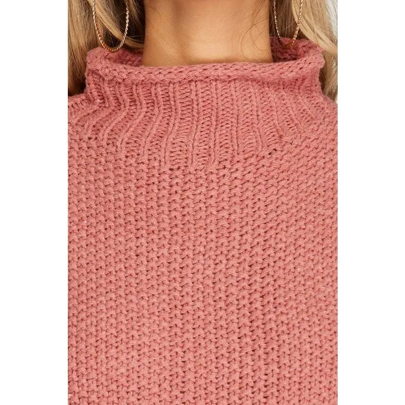 MARSALA MOCK NECK KNIT SWEATER