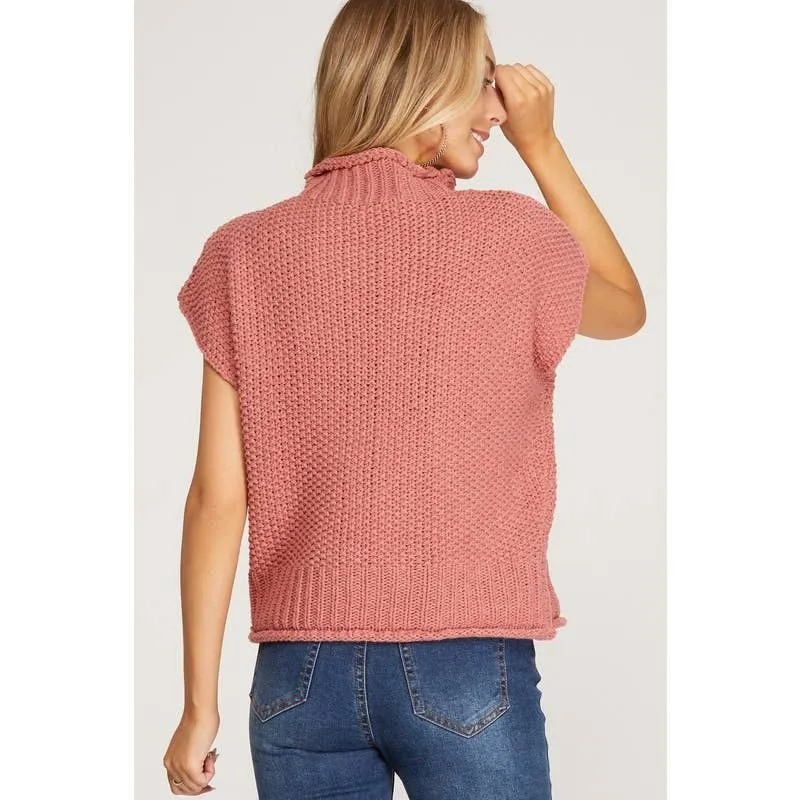 MARSALA MOCK NECK KNIT SWEATER