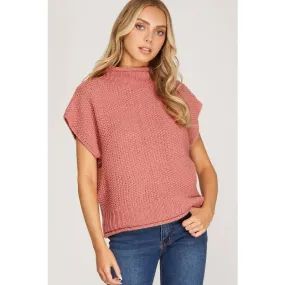 MARSALA MOCK NECK KNIT SWEATER MARSALA MOCK NECK KNIT SWEATER