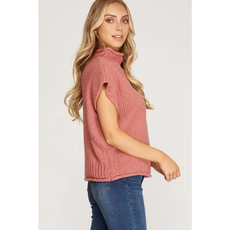 MARSALA MOCK NECK KNIT SWEATER