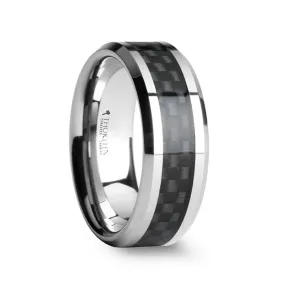 MAXIMUS Men's Black Carbon Fiber Inlay Tungsten Carbide Wedding Band-8mm MAXIMUS Men's Black Carbon Fiber Inlay Tungsten Carbide Wedding Band-8mm