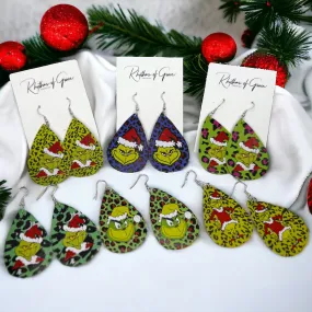 Mean One Earrings - Santa Hat, Christmas Earrings, Christmas Jewelry, Christmas Jewelry, Handmade Earrings, Green Earrings Mean One Earrings - Santa Hat, Christmas Earrings, Christmas Jewelry, Christmas Jewelry, Handmade Earrings, Green Earrings