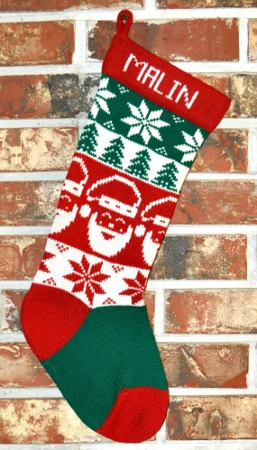 Medium Knit Personalized Wool Christmas Stocking - Santa Medium Knit Personalized Wool Christmas Stocking - Santa