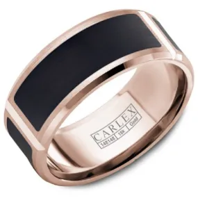Men's 14K Rose Gold & Black Wedding Band Men's 14K Rose Gold & Black Wedding Band