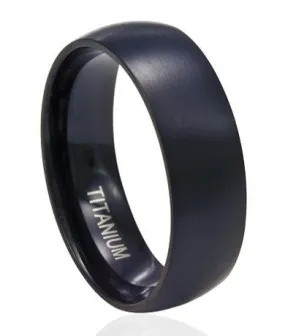 Men's Black Titanium Band Domed Profile and Matte Finish-8mm Men's Black Titanium Band Domed Profile and Matte Finish-8mm