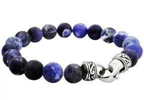 Mens Genuine 10mm Sodalite Stainless Steel Beaded Bracelet Mens Genuine 10mm Sodalite Stainless Steel Beaded Bracelet