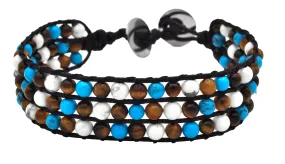 Mens Genuine Gemstone 2mm Braided Leather Beaded Bracelet Mens Genuine Gemstone 2mm Braided Leather Beaded Bracelet