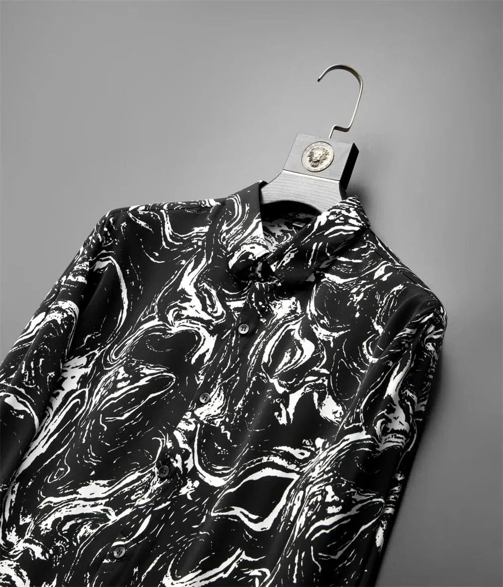 Men's Long Sleeve Draped Loose Shirt: Business Casual Elegance for Party