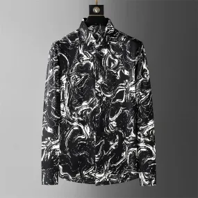 Men's Long Sleeve Draped Loose Shirt: Business Casual Elegance for Party
