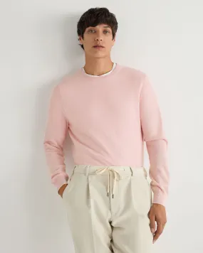 Men's Oxford Round Neck Cashmere Jumper Pale Pink Men's Oxford Round Neck Cashmere Jumper Pale Pink