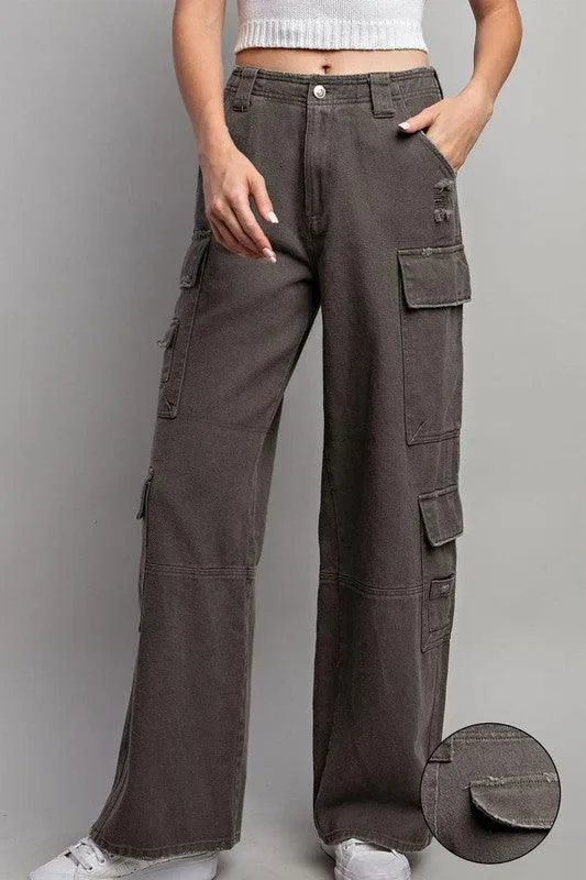 MIKEY MINERAL WASHED CARGO PANTS FINAL SALE