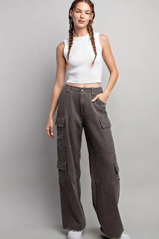 MIKEY MINERAL WASHED CARGO PANTS FINAL SALE