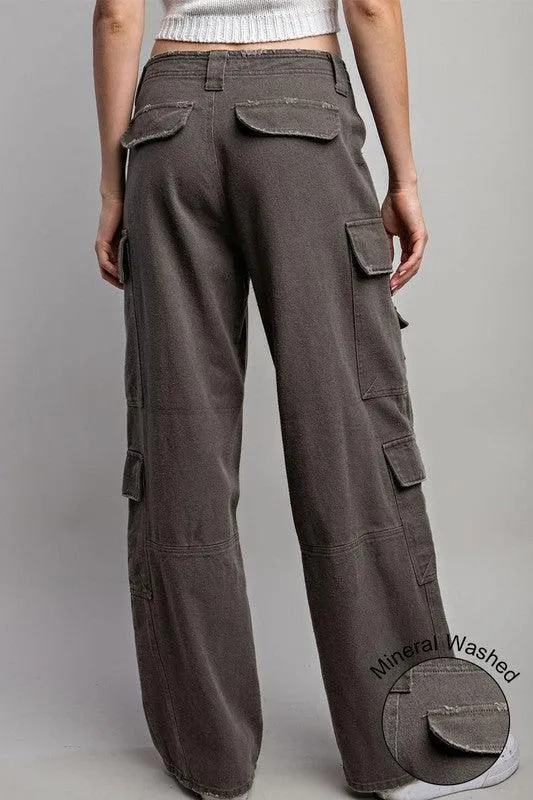 MIKEY MINERAL WASHED CARGO PANTS FINAL SALE