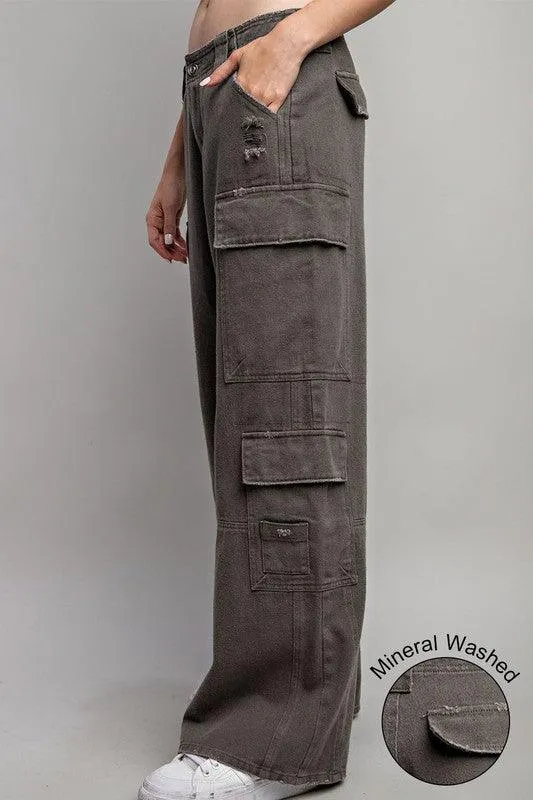 MIKEY MINERAL WASHED CARGO PANTS FINAL SALE