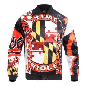 MLB BALTIMORE ORIOLES MASHUP MEN'S SATIN JACKET (WHITE) MLB BALTIMORE ORIOLES MASHUP MEN'S SATIN JACKET (WHITE)