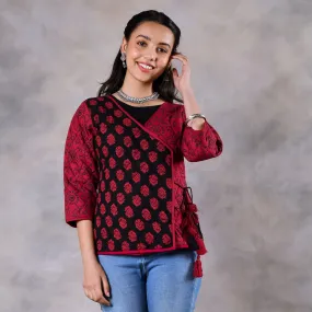 Morning Glory Black & Maroon Quilted Jacket Morning Glory Black & Maroon Quilted Jacket