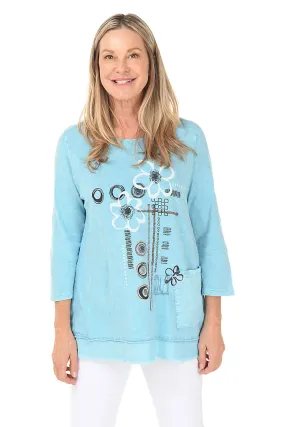 Mosaic Mineral Wash Frayed Tunic Mosaic Mineral Wash Frayed Tunic