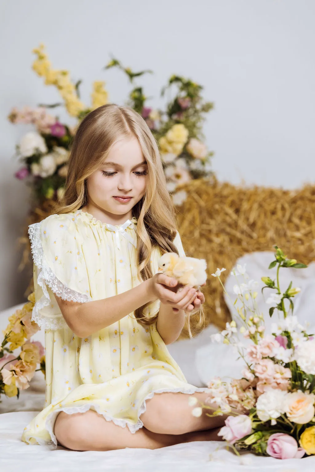 OLIVIA - GIRLS VISCOSE NIGHTDRESS YELLOW DAISY PRINT