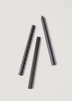 Pack of 3 Taper Candles in Black - 11" Pack of 3 Taper Candles in Black - 11"
