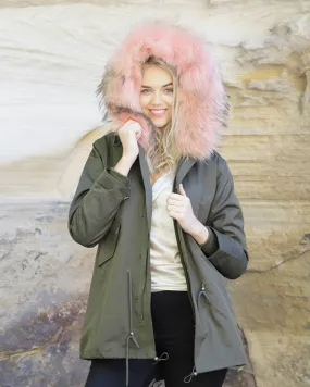 Parka Jacket Green Pink Parka Jacket Green Pink