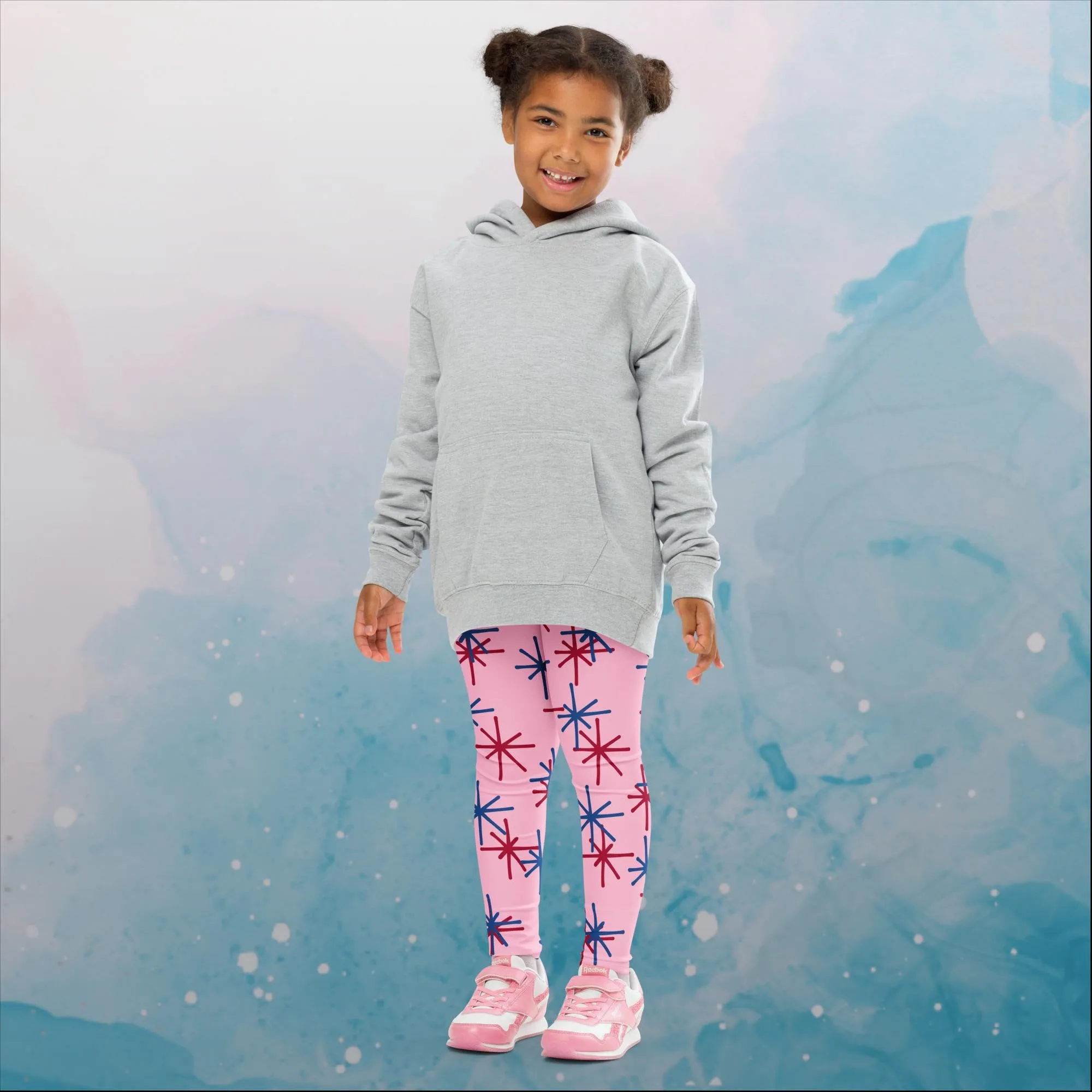 Pink Freedom Fireworks Printed Kids Leggings