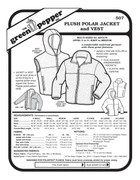 Plush Polar Jacket & Vest Sewing Pattern (Sold per Each) Plush Polar Jacket & Vest Sewing Pattern (Sold per Each)
