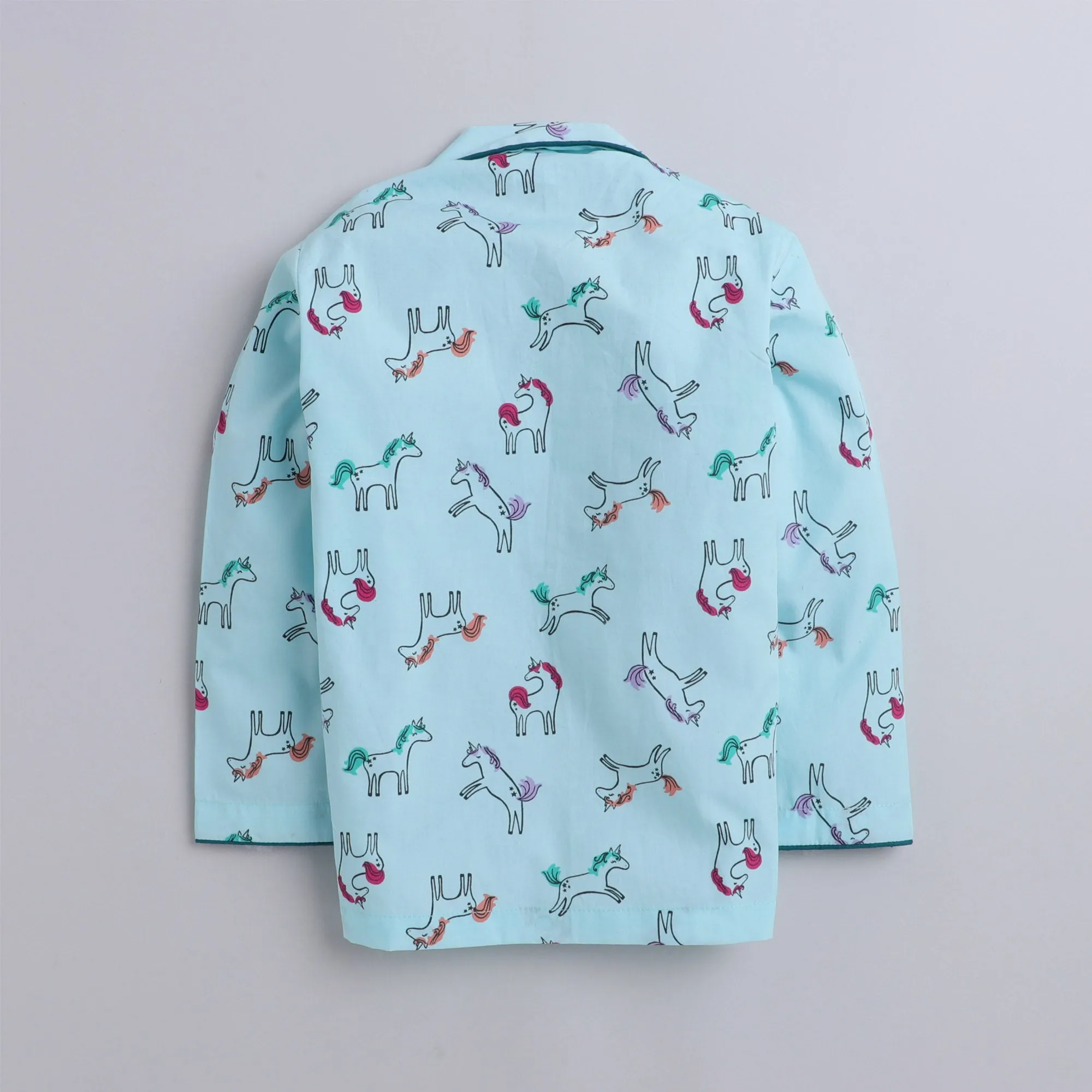 Polka tots Full Sleeve Night Suit Pair Green (Unicorn)
