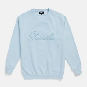 Priscilla Light Blue Embroidered Crewneck Priscilla Light Blue Embroidered Crewneck
