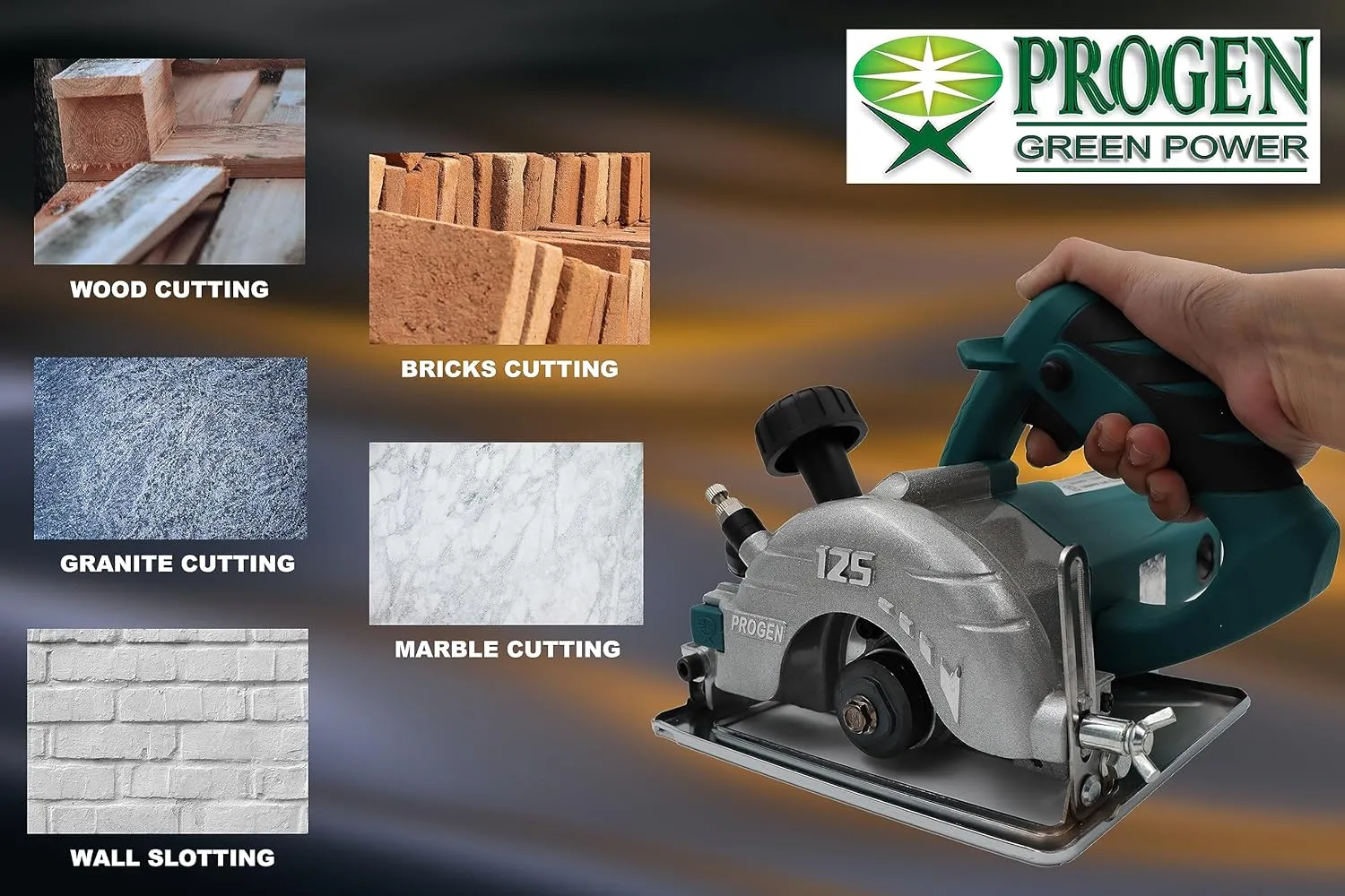 PROGEN 9125-HG Heavy Duty 5-inch Marble/Tile/Wood Cutter - 1750W, 13500 RPM