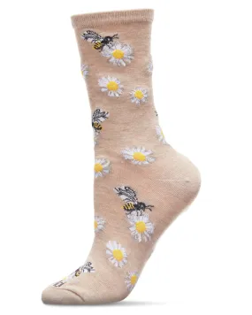 "Daisy Bees" Crew Bamboo Socks by Me Moí "Daisy Bees" Crew Bamboo Socks by Me Moí