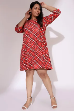 Red Plaid Printed Dress Red Plaid Printed Dress