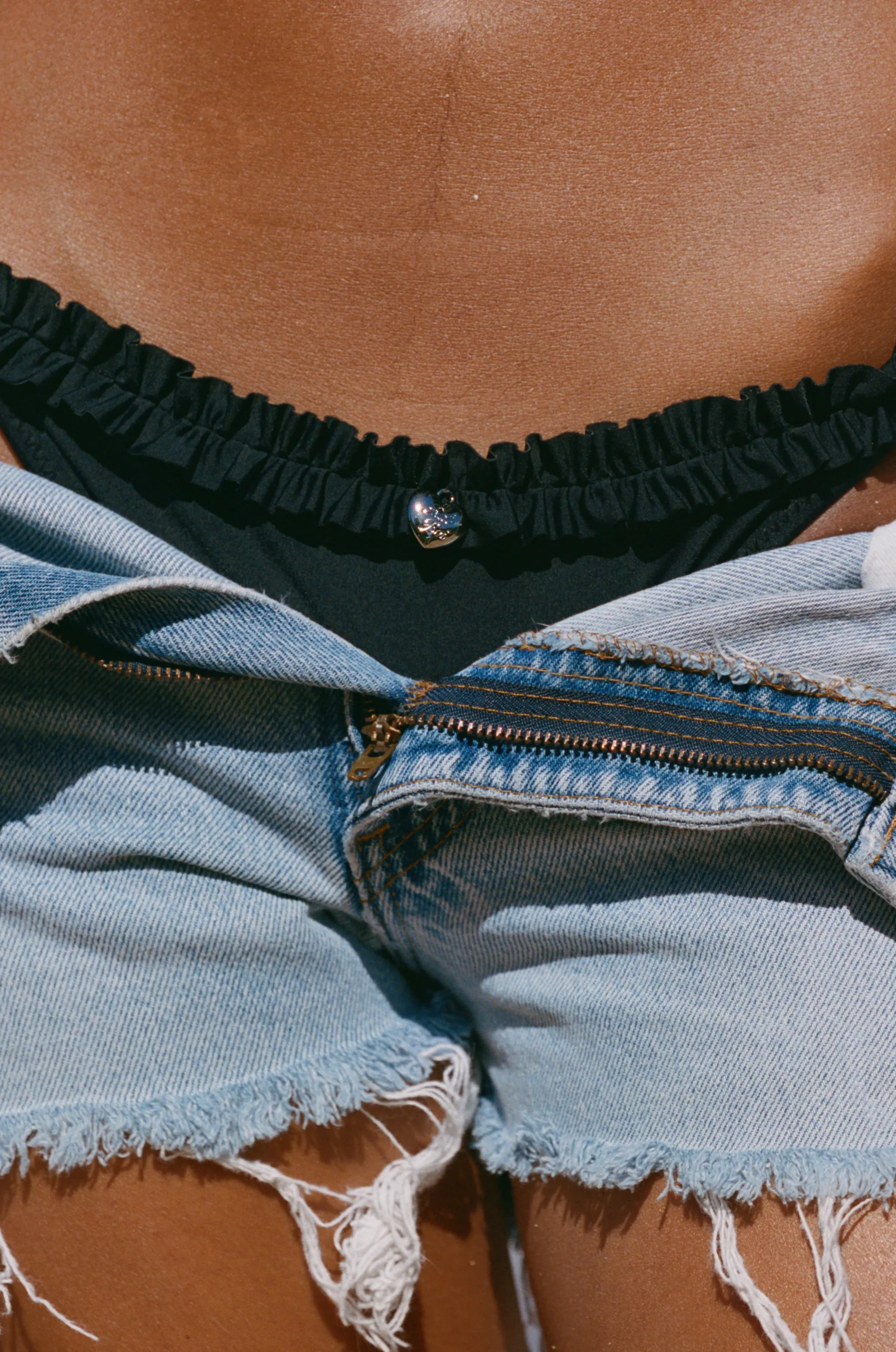 Ruffle Charm Bikini Bottom in Onyx