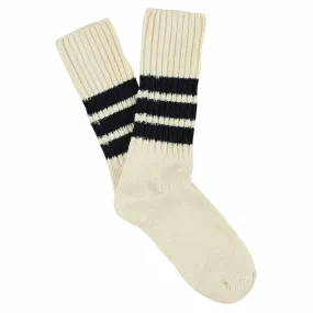 Stripes Crew Socks - Ecru / Blue Stripes Crew Socks - Ecru / Blue
