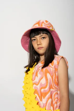 TERRY WAVY PRINT REVERSIBLE BUCKET HAT TERRY WAVY PRINT REVERSIBLE BUCKET HAT