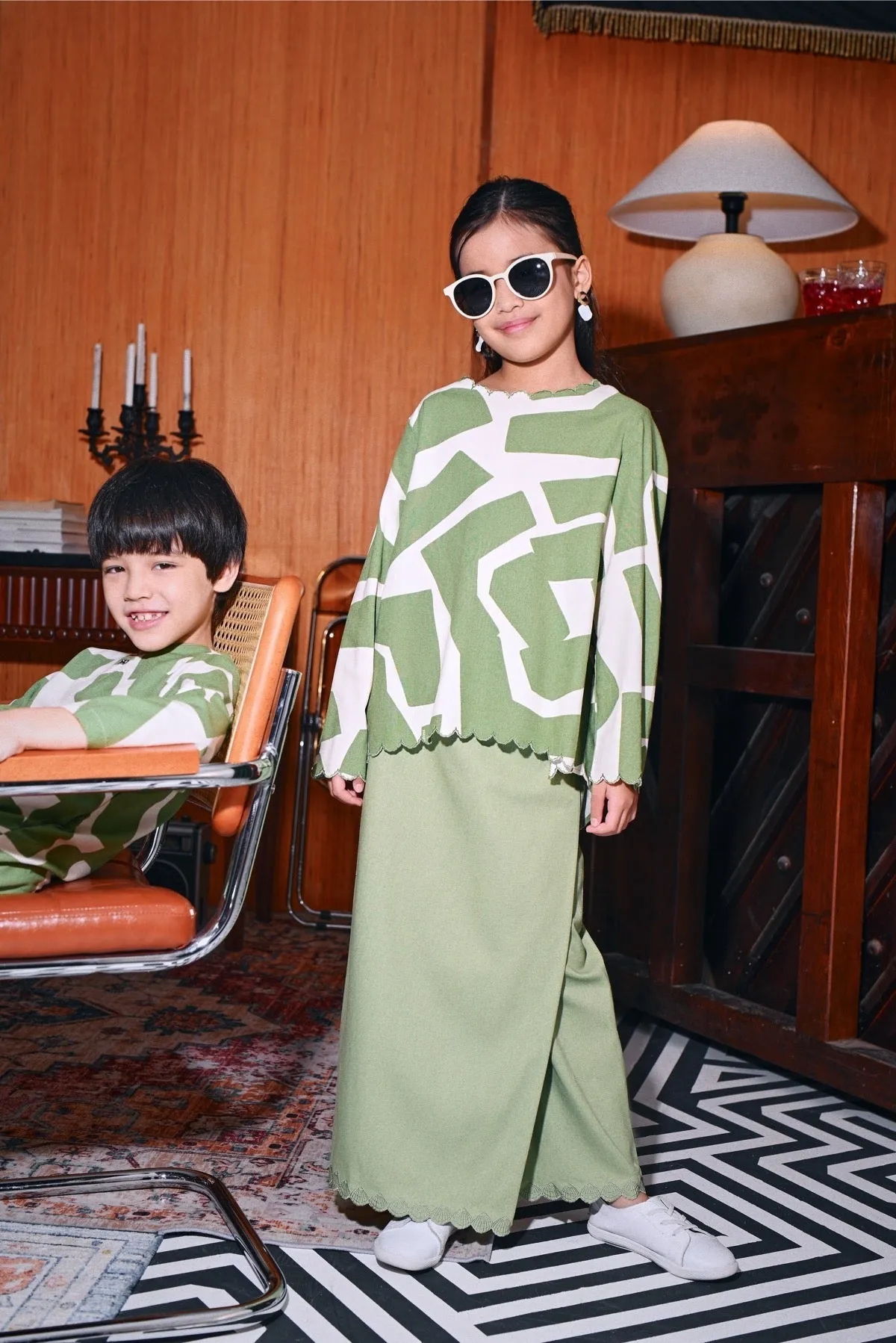 The Congkak Folded Skirt - Lawn Green